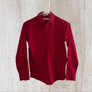 IZOD Boys Size 12 Reg Red Button Up Collared Dress Shirt